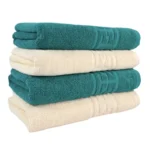 Set Prosoape Bumbac 500 gr/mp 50x90 cm Greek Border Verde Ivoire - Eleganță și Rafinament în Baia Ta