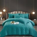 Lenjerie King Size Damasc Finet 6 Piese Turcoaz - Confort Suprem si Design Elegant