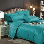 Lenjerie King Size Damasc Finet 6 Piese Turcoaz - Confort Suprem si Design Elegant - imagine 3