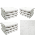 Set 12 Prosoape Bumbac Pakistan 50x90cm Alb Optic Model Floral 400g/mp Absorbante
