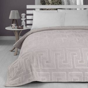 Patură Embosată Cocolino Gri Geometric 200x220cm din Poliester, Moale și Durabilă