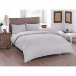 Lenjerie de Pat Basic Gri UNI TAC Bumbac Ranforce Antisifonare Design Modern