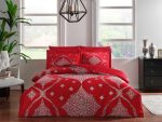 Lenjerie de Pat Aira Roșu TAC Bumbac Dublu Satinat Deluxe – 100% Bumbac Premium, Antisifonare și Design Elegant
