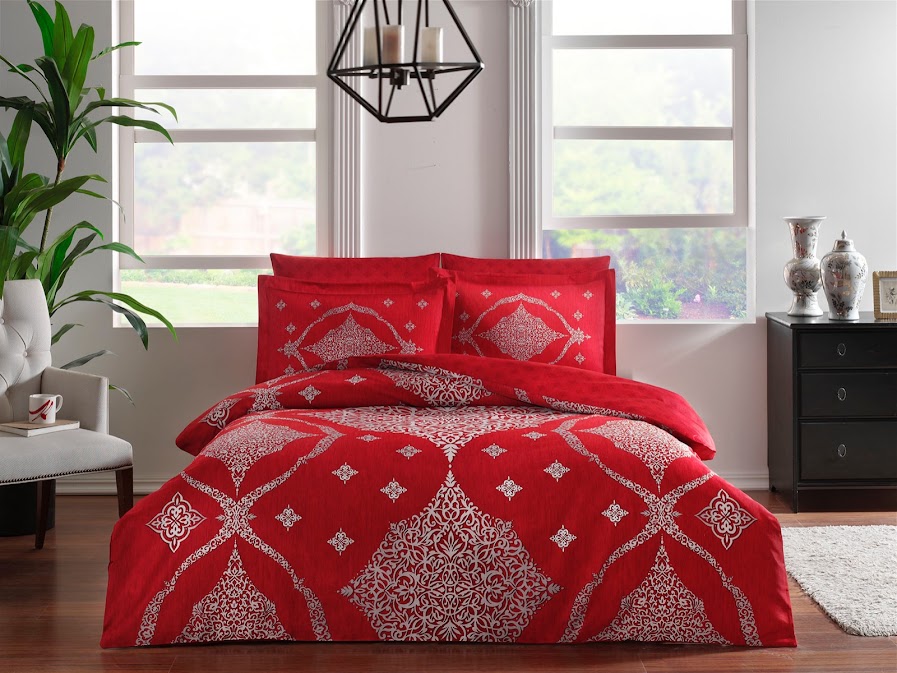 lenjerie-bumbac-satinat-deluxe-Aira-rosu-tac Lenjerie de Pat Aira Roșu TAC Bumbac Dublu Satinat Deluxe – 100% Bumbac Premium, Antisifonare și Design Elegant - imagine 1