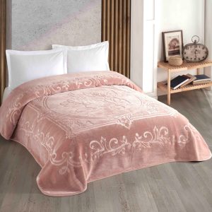Patură Embossed Grace Cappuccino 220x240 cm Deluxe TAC - Material Modern, Rezistent la Sifonare, Textură Catifelată