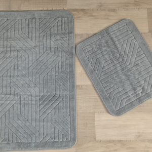 Set Covorase Baie 100% Bumbac Linii Gri Tropik - Mici si Mari