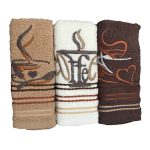 Set 3 Prosoape Bucătărie Bumbac Cafea 30x50cm Ambalate Cutie
