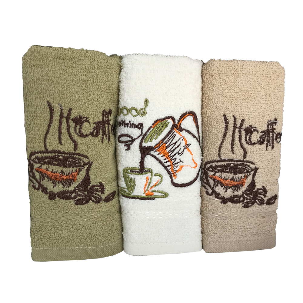 set-bucatarie-gul-cafea-bej-3 Set Prosoape Bucătărie Cafea 3 Gul 30x50cm Bumbac 100% - imagine 1
