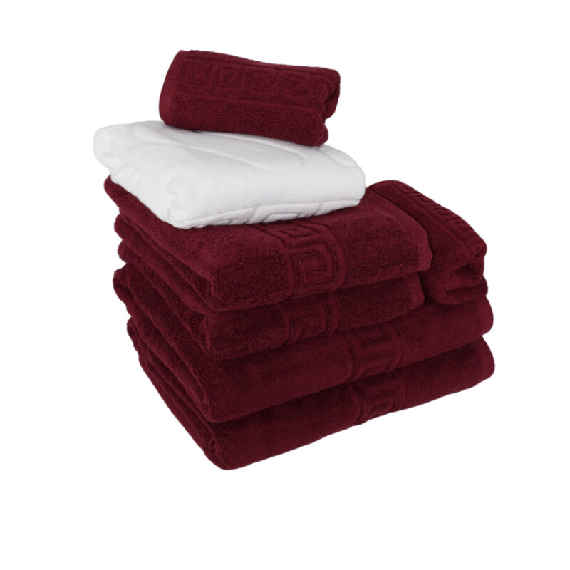 set 7 prosoape bumbac burgundy Set 7 prosoape visinii din bumbac de inalta calitate