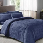 Lenjerie De Pat Nodus Bleumarin 100% Bumbac Antisifonare Dublu Satinat Deluxe