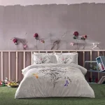 Lenjerie De Pat Cerelia TAC Bumbac Dublu Satinat Deluxe 100% Antisifonare Design Modern Cadou Eleganță,300TC
