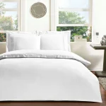Lenjerie De Pat Alb Cu Dantela Sambre TAC Bumbac 100% Mercelizat Satinat Deluxe Design Modern Cadou Elegant