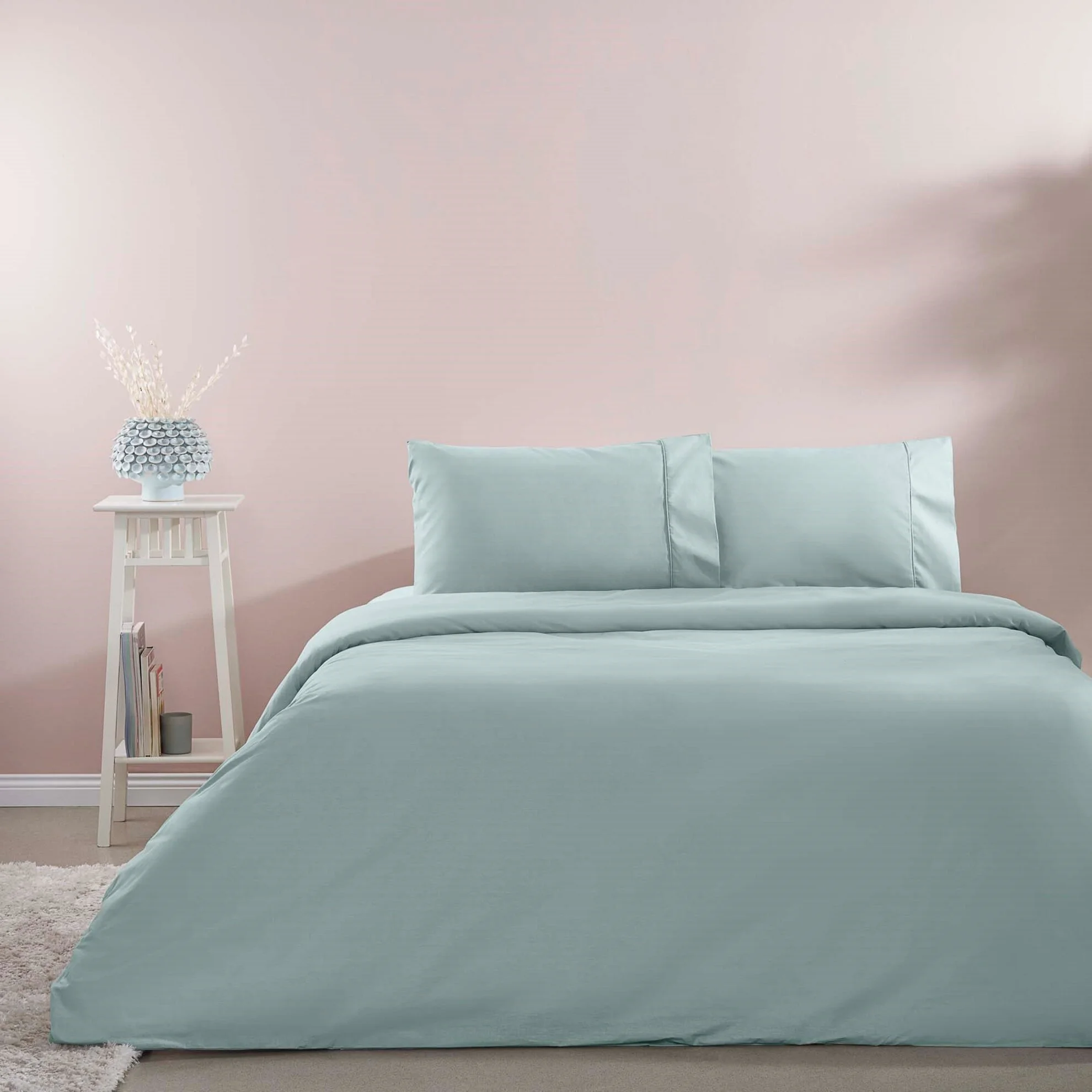 lenjerie-tac-ranforce-basic-bleu-bumbac Lenjerie De Pat Basic Uni Bleu TAC Bumbac Ranforce Antisifonare Design Modern - imagine 1