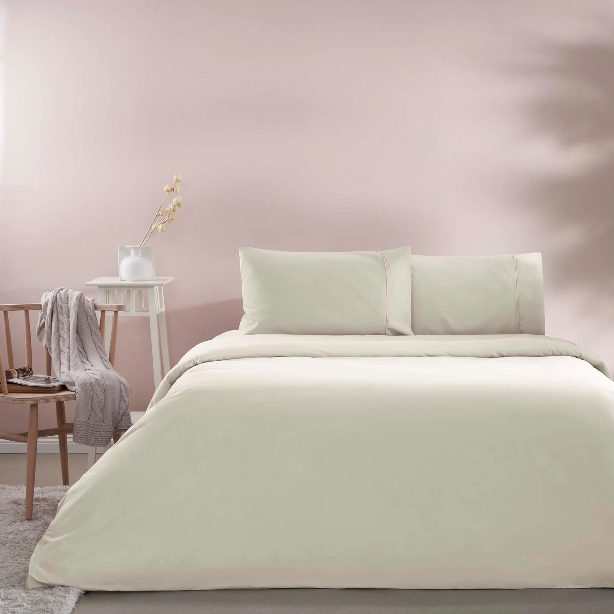 lenjerie-tac-ranforce-basic-ecru-bumbac Lenjerie De Pat Ecru TAC Bumbac Ranforce Antisifonare Design Modern