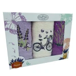 Set 3 Prosoape Bucatarie Bumbac Lavanda Bicicleta 30x50cm - imagine 2