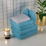 Set 7 Prosoape Hotel Greek Border 100% Bumbac Pakistanez Sky Blue - imagine 2