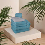 Set 7 Prosoape Hotel Greek Border 100% Bumbac Pakistanez Sky Blue - imagine 3