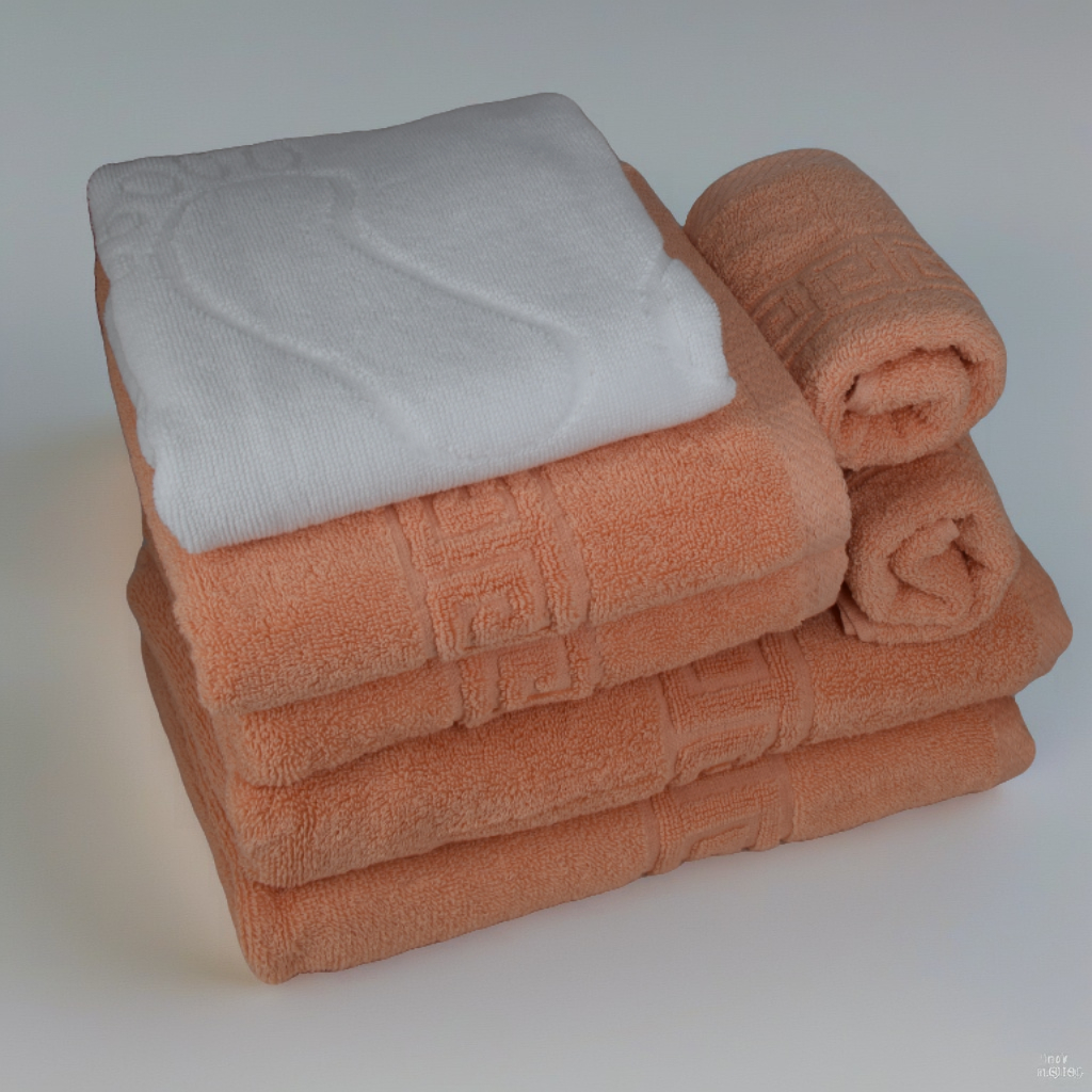 set 7 prosoape bumbac peach Set prosoape hotel Greek Border din 100% bumbac pakistanez, compus din 7 piese de calitate superioară. Prosoapele sunt moi,