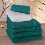 Set 7 Prosoape Hotel Greek Border 100% Bumbac Pakistanez Verde Moale și Absorbante 500 gr/mp - imagine 3