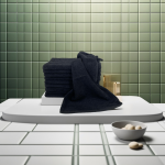 Set 10 Prosoape Hoteliere 30x50cm Bumbac Pakistanez 500g/mp Negru Greek Border - imagine 4