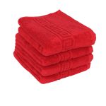 Set 4 prosoape de baie lux 50x90 cm, 100% bumbac pieptănat, ultra-absorbante, Rosu – www.premiumsleep.ro
