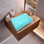 Prosop De Lux 70x130 cm 100% Bumbac Pieptănat 650 g/mp Sky Blue Ultra-Absorbant Elegant - imagine 3