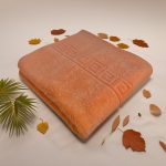 Prosop Lux 50x90 cm 100% Bumbac Pieptănat 650 g/mp Greek Border Peach Design - imagine 4