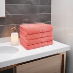 Set 4 Prosoape Luxury Coral 50x90cm Bumbac 650g/m² Absorbție Ridicată Calitate Premium - imagine 3