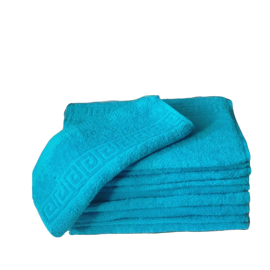 Untitled draft (80) Set 10 Prosoape Hoteliere Bumbac Pakistanez 30x50cm 500g/mp Turcoaz Greek Border