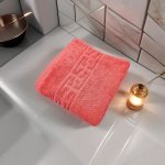 Prosop Luxury Bumbac 650g/m² 50x90cm Coral Greek Border Absorbant Eleganță - imagine 3