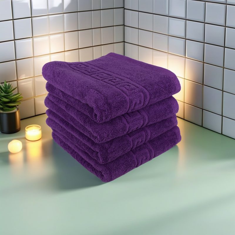 Set 4 prosoape de baie lux Mov 50x90 cm – PremiumSleep.ro Set 4 prosoape de baie lux 50x90 cm, 100% bumbac pieptănat, ultra-absorbante, Mov – PremiumSleep.ro
