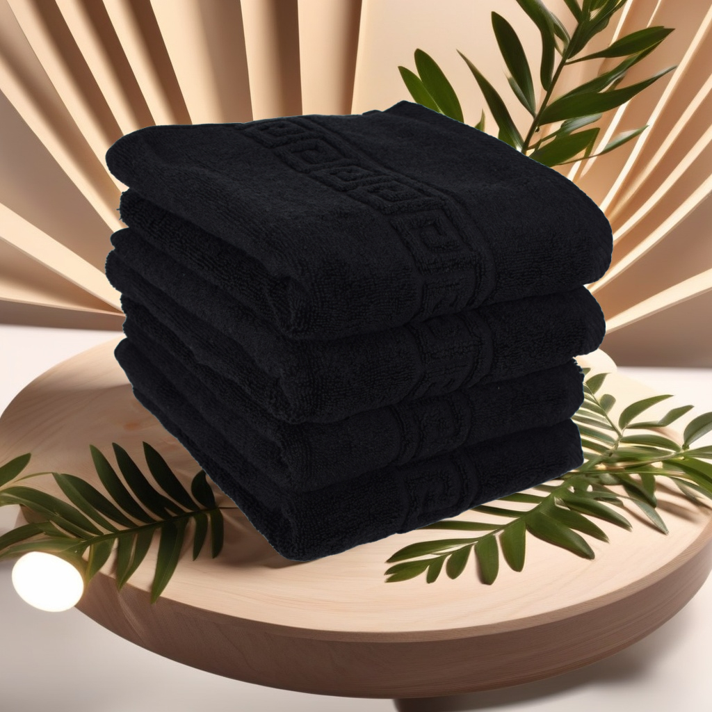 Set 4 prosoape de baie lux Negru 50x90 cm – PremiumSleep.ro Set 4 prosoape de baie lux 50x90 cm, 100% bumbac pieptănat, ultra-absorbante, Negru – PremiumSleep.ro