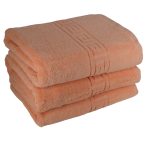 Set 3 prosoape de baie lux 70x130 cm, 100% bumbac pieptănat, ultra-absorbante, Peach – PremiumSleep.ro