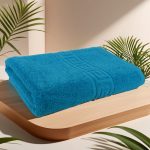 Prosop De Lux Turcoaz 70x130 cm 100% Bumbac Pieptănat Ultra-Absorbant 650 g/mp Design Elegant - imagine 5