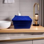 Set 10 Prosoape Hoteliere 30x50cm Bumbac Pakistanez 500g/mp Royal Blue Design Greek Border - imagine 6