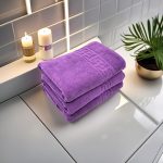 Set 3 Prosoape Luxury Mov 100% Bumbac Pieptănat Ultra-Absorbante 70x130 cm - imagine 3