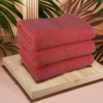 Set 3 Prosoape Luxury Coral 70x130 cm 100% Bumbac Pieptănat 650 g/mp pentru Baie Elegantă - imagine 4