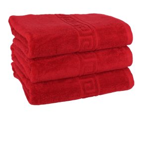 Set 3 prosoape de baie lux 70x130 cm, 100% bumbac pieptănat, ultra-absorbante, Rosu – PremiumSleep.ro