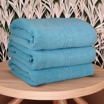 Set 3 Prosoape Luxury Sky Blue 70x130 cm 100% Bumbac Absorbante 650 g/mp - imagine 5