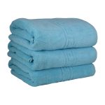 Set 3 prosoape de baie lux 70x130 cm, 100% bumbac pieptănat, ultra-absorbante, Sky Blue – PremiumSleep.ro