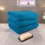 Set 3 Prosoape Luxury Turcoaz 100% Bumbac Pieptănat 650 g/mp pentru Baie Elegantă - imagine 5
