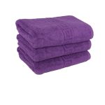 Set 3 prosoape de baie lux 70x130 cm, 100% bumbac pieptănat, ultra-absorbante, Mov – PremiumSleep.ro