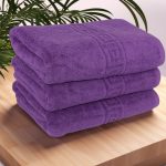 Set 3 Prosoape Luxury Mov 100% Bumbac Pieptănat Ultra-Absorbante 70x130 cm - imagine 5