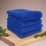 ✅ Set 4 prosoape de baie lux 50x90 cm, 100% bumbac pieptănat, ultra-absorbante, Royal Blue – PremiumSleep.ro