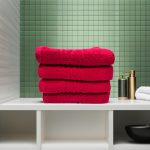 Set Prosoape Lux 50x90 cm 100% Bumbac Pieptănat 650 g/mp Rosu Ultra-Absorbante - imagine 5