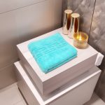 Prosop Luxury Bumbac 650g/m² 50x90cm Sky Blue Design Greek Border Absorbant - imagine 2