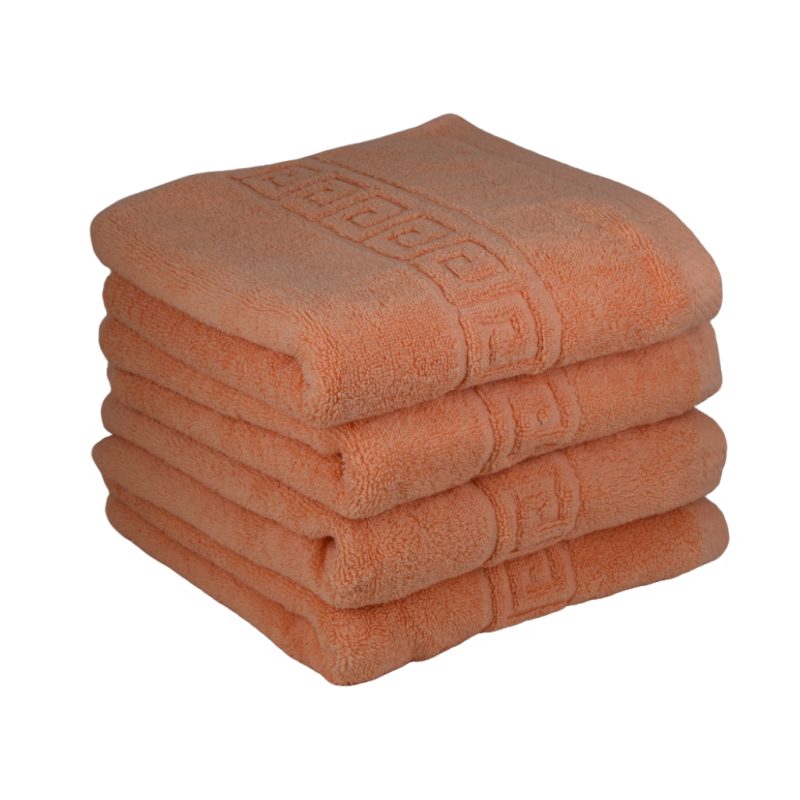 Set 4 prosoape de baie lux Peach 50x90 cm – www.premiumsleep.ro Set 4 prosoape de baie lux 50x90 cm, 100% bumbac pieptănat, ultra-absorbante, Peach – www.premiumsleep.ro