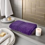 Prosop Ultra Pufos 70x130 cm 100% Bumbac Pieptănat Zero Twist 600 g/mp Mov - imagine 2
