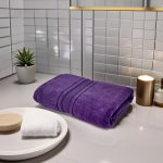 Prosop Ultra Pufos 70x130 cm 100% Bumbac Pieptănat Zero Twist 600 g/mp Mov - imagine 3