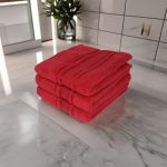 Set Prosoape Ultra-Pufoase 50x90 cm 100% Bumbac Pieptănat Zero Twist 600 g/mp,Rosu - imagine 3